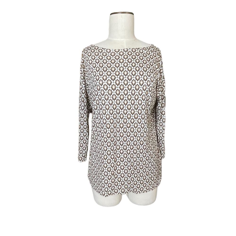 J Jill Elliptical Print Tee 3/4 Sleeve Womens Size Small Printed Top